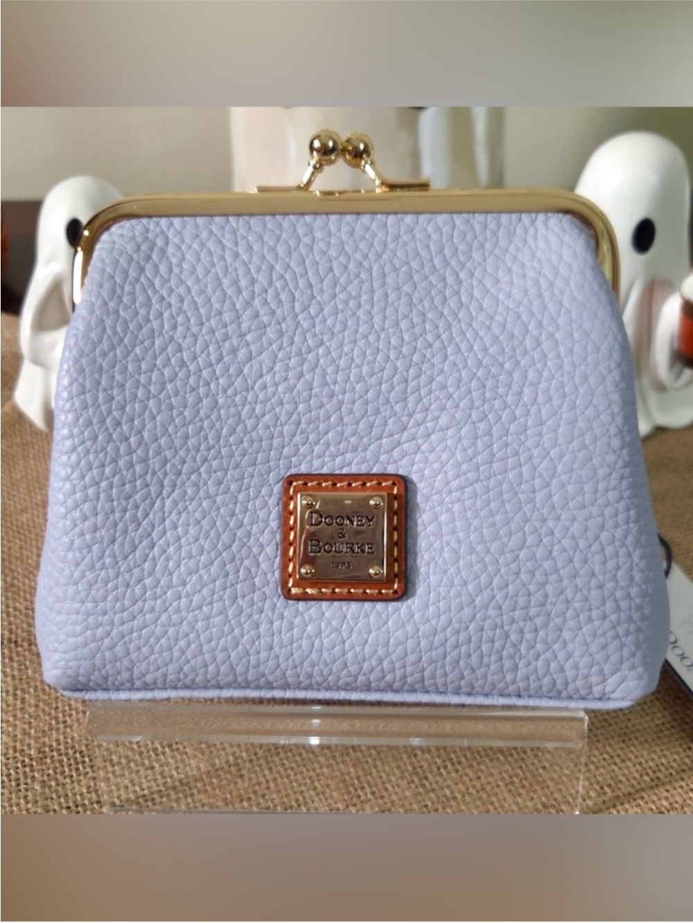 Dooney & Bourke Lavender Leather Kiss-Lock Coin Purse